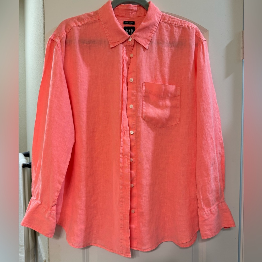 GAP Vibrant Coral Button-Down Shirt